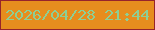 文字の大きさ：2、枠の色：96232b、背景の色：e68d1e、文字の色：8dcf95 無料ブログパーツのブログ時計