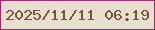 文字の大きさ：5、枠の色：962f72、背景の色：e9dfd1、文字の色：7b5335 無料ブログパーツのブログ時計
