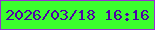 文字の大きさ：2、枠の色：962fd3、背景の色：3bfe2d、文字の色：4f00a7 無料ブログパーツのブログ時計