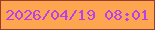 文字の大きさ：5、枠の色：963c31、背景の色：fda54f、文字の色：b83fec 無料ブログパーツのブログ時計