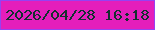 文字の大きさ：4、枠の色：9641f1、背景の色：e41ebb、文字の色：13302f 無料ブログパーツのブログ時計