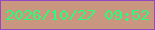 文字の大きさ：3、枠の色：9648c1、背景の色：c9977f、文字の色：2afe74 無料ブログパーツのブログ時計