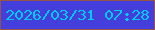 文字の大きさ：5、枠の色：965447、背景の色：443fdc、文字の色：03cbfb 無料ブログパーツのブログ時計