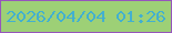 文字の大きさ：3、枠の色：9656bc、背景の色：9dd076、文字の色：43b0cf 無料ブログパーツのブログ時計