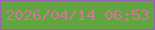 文字の大きさ：1、枠の色：9662b4、背景の色：62a540、文字の色：cf769b 無料ブログパーツのブログ時計
