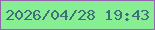 文字の大きさ：2、枠の色：9663ad、背景の色：87ee94、文字の色：406e7a 無料ブログパーツのブログ時計