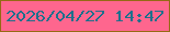 文字の大きさ：1、枠の色：966915、背景の色：fe668e、文字の色：1d708c 無料ブログパーツのブログ時計