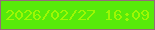 文字の大きさ：3、枠の色：966b7a、背景の色：57ea0a、文字の色：9ef704 無料ブログパーツのブログ時計