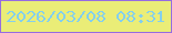 文字の大きさ：2、枠の色：966de1、背景の色：eaed77、文字の色：84cfed 無料ブログパーツのブログ時計