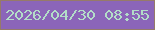 文字の大きさ：3、枠の色：967a69、背景の色：8b65b9、文字の色：b3ddc8 無料ブログパーツのブログ時計