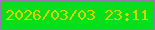 文字の大きさ：4、枠の色：967ca9、背景の色：07de1a、文字の色：d2d704 無料ブログパーツのブログ時計