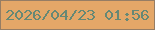 文字の大きさ：5、枠の色：967d64、背景の色：e4a768、文字の色：668875 無料ブログパーツのブログ時計