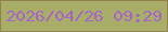 文字の大きさ：1、枠の色：96804f、背景の色：a8ae67、文字の色：a664c9 無料ブログパーツのブログ時計