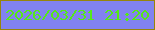 文字の大きさ：5、枠の色：96850a、背景の色：8182f0、文字の色：55e919 無料ブログパーツのブログ時計