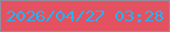 文字の大きさ：4、枠の色：968a9a、背景の色：e45160、文字の色：1cb6ff 無料ブログパーツのブログ時計