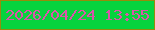 文字の大きさ：5、枠の色：968c0b、背景の色：07d33e、文字の色：d955aa 無料ブログパーツのブログ時計