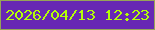 文字の大きさ：3、枠の色：96a458、背景の色：6727b4、文字の色：b3fd07 無料ブログパーツのブログ時計