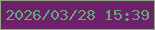 文字の大きさ：5、枠の色：96a581、背景の色：6e216b、文字の色：67a77a 無料ブログパーツのブログ時計