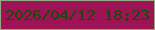 文字の大きさ：2、枠の色：96a787、背景の色：9e1356、文字の色：174a09 無料ブログパーツのブログ時計