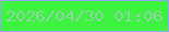 文字の大きさ：4、枠の色：96a7f8、背景の色：3ff440、文字の色：90d1a8 無料ブログパーツのブログ時計