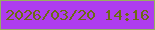 文字の大きさ：1、枠の色：96b05e、背景の色：ae3cee、文字の色：6c6b14 無料ブログパーツのブログ時計