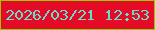 文字の大きさ：3、枠の色：96ca04、背景の色：e50a26、文字の色：68ddcb 無料ブログパーツのブログ時計