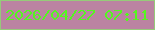 文字の大きさ：2、枠の色：96ca7a、背景の色：bb83a2、文字の色：54f71f 無料ブログパーツのブログ時計