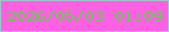 文字の大きさ：2、枠の色：96cbca、背景の色：fe60e3、文字の色：69cb53 無料ブログパーツのブログ時計