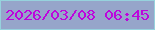 文字の大きさ：2、枠の色：96d2dd、背景の色：96a5ca、文字の色：bd05dc 無料ブログパーツのブログ時計