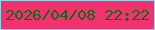 文字の大きさ：1、枠の色：96d4eb、背景の色：f2326f、文字の色：096d0f 無料ブログパーツのブログ時計