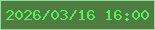 文字の大きさ：2、枠の色：96d79d、背景の色：4f7d3f、文字の色：55f05d 無料ブログパーツのブログ時計