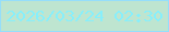 文字の大きさ：2、枠の色：96defa、背景の色：bee5d0、文字の色：87effb 無料ブログパーツのブログ時計
