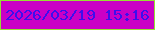 文字の大きさ：1、枠の色：96df34、背景の色：ca00c6、文字の色：3c0fed 無料ブログパーツのブログ時計