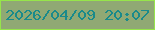 文字の大きさ：5、枠の色：96e54b、背景の色：90a974、文字の色：1a8a8b 無料ブログパーツのブログ時計