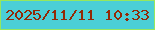 文字の大きさ：5、枠の色：96e75e、背景の色：4bcfd7、文字の色：932906 無料ブログパーツのブログ時計