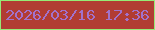 文字の大きさ：4、枠の色：96ea76、背景の色：b13c33、文字の色：a272cb 無料ブログパーツのブログ時計