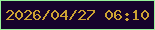 文字の大きさ：4、枠の色：96f19a、背景の色：17022b、文字の色：cda233 無料ブログパーツのブログ時計