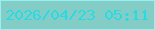 文字の大きさ：4、枠の色：96f2f2、背景の色：84ccc6、文字の色：29dae3 無料ブログパーツのブログ時計