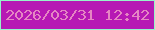 文字の大きさ：1、枠の色：96f4ca、背景の色：b619b4、文字の色：e586c3 無料ブログパーツのブログ時計