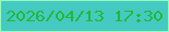 文字の大きさ：2、枠の色：96fabb、背景の色：44cac1、文字の色：24b736 無料ブログパーツのブログ時計