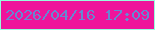 文字の大きさ：5、枠の色：96fddd、背景の色：ef149b、文字の色：6688d2 無料ブログパーツのブログ時計