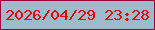 文字の大きさ：2、枠の色：970337、背景の色：9cbccb、文字の色：e90406 無料ブログパーツのブログ時計