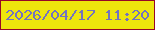 文字の大きさ：2、枠の色：970727、背景の色：eee60c、文字の色：7373c0 無料ブログパーツのブログ時計