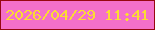 文字の大きさ：3、枠の色：970810、背景の色：f470ca、文字の色：fbdb33 無料ブログパーツのブログ時計