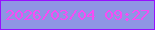 文字の大きさ：5、枠の色：9710fe、背景の色：8f95e4、文字の色：f64cf4 無料ブログパーツのブログ時計