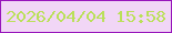 文字の大きさ：2、枠の色：9715bb、背景の色：f1d6f6、文字の色：bae059 無料ブログパーツのブログ時計