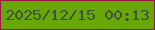 文字の大きさ：2、枠の色：971745、背景の色：69a804、文字の色：3b5338 無料ブログパーツのブログ時計