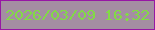 文字の大きさ：4、枠の色：9717a4、背景の色：a48ea2、文字の色：82da46 無料ブログパーツのブログ時計