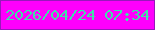 文字の大きさ：4、枠の色：9718bb、背景の色：fe00fc、文字の色：3ee0a9 無料ブログパーツのブログ時計
