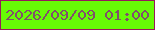 文字の大きさ：1、枠の色：97195b、背景の色：67fb05、文字の色：814f6b 無料ブログパーツのブログ時計